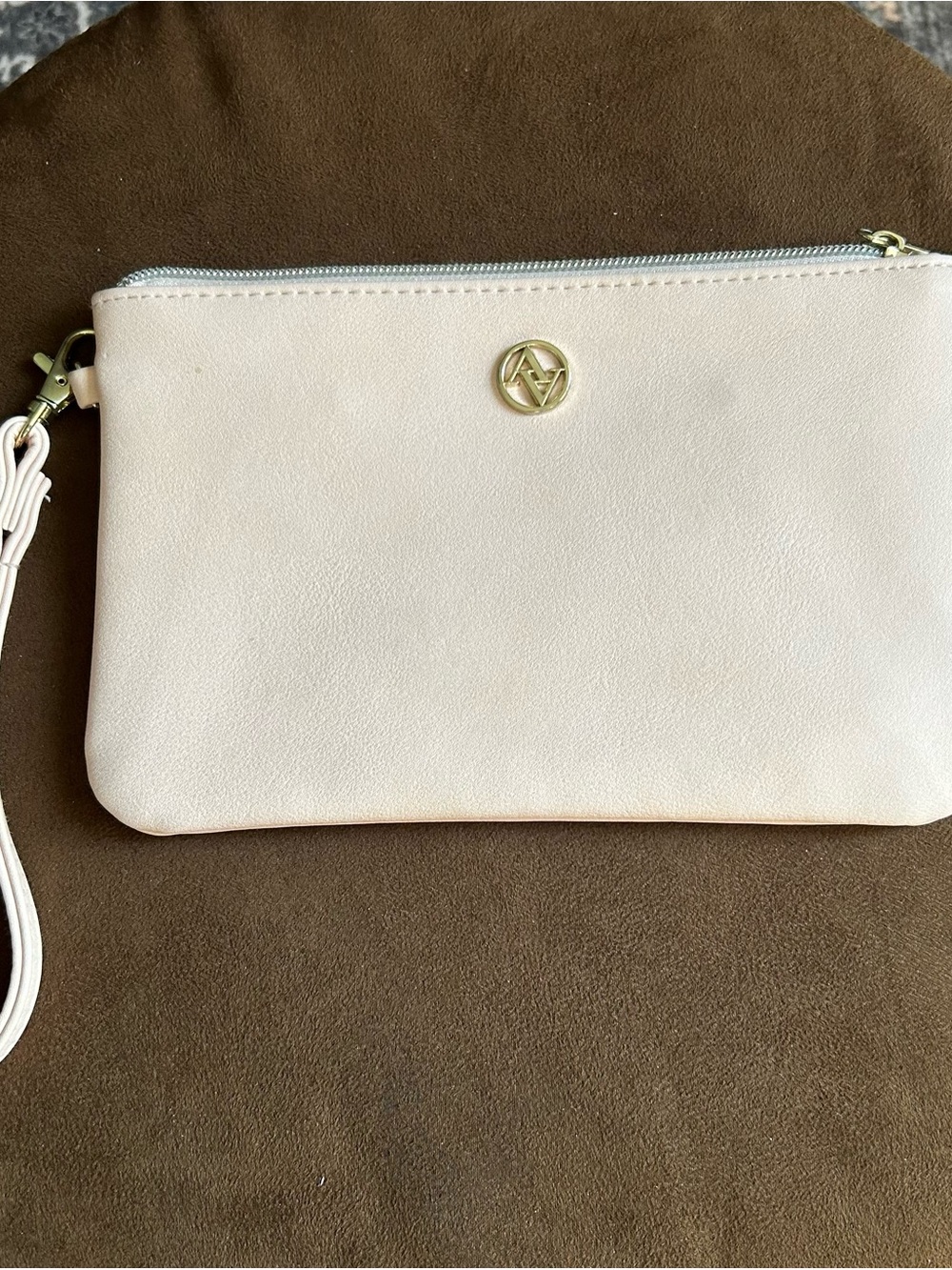 Adrienne Vittadini Pale Pink Tech Wristlet Wallet Clutch with Gold Logo